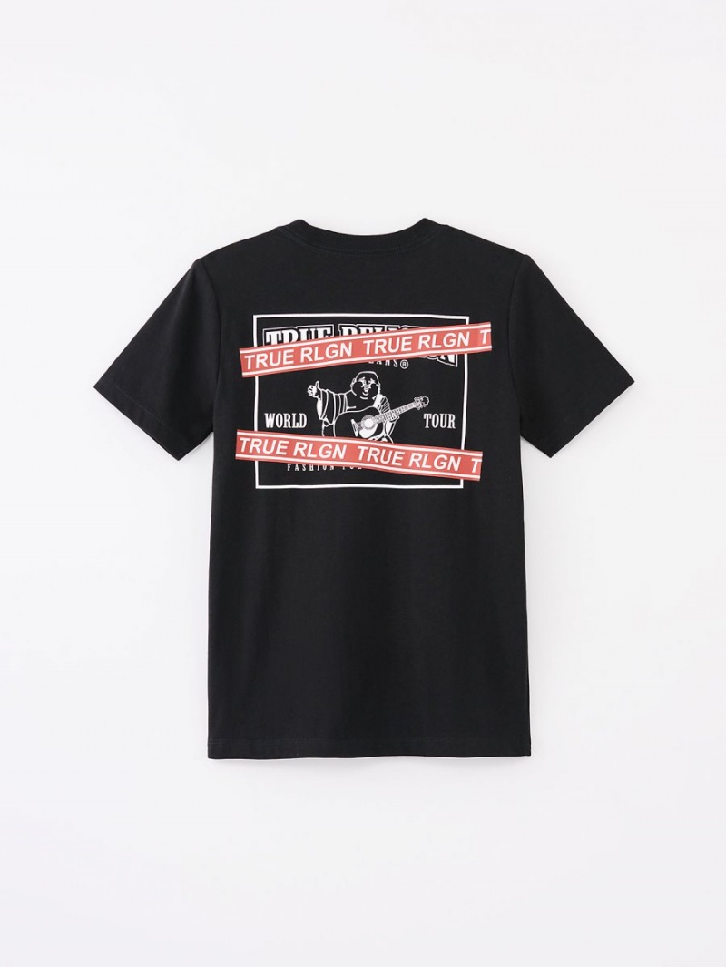 Black True Religion Boys Logo T Shirts | 4120-GQXSW