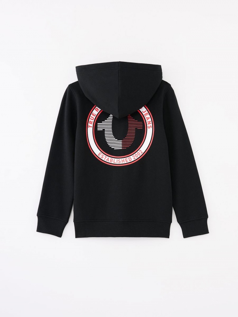 Black True Religion Boys Logo Zip Hoodie | 7134-BKGRN