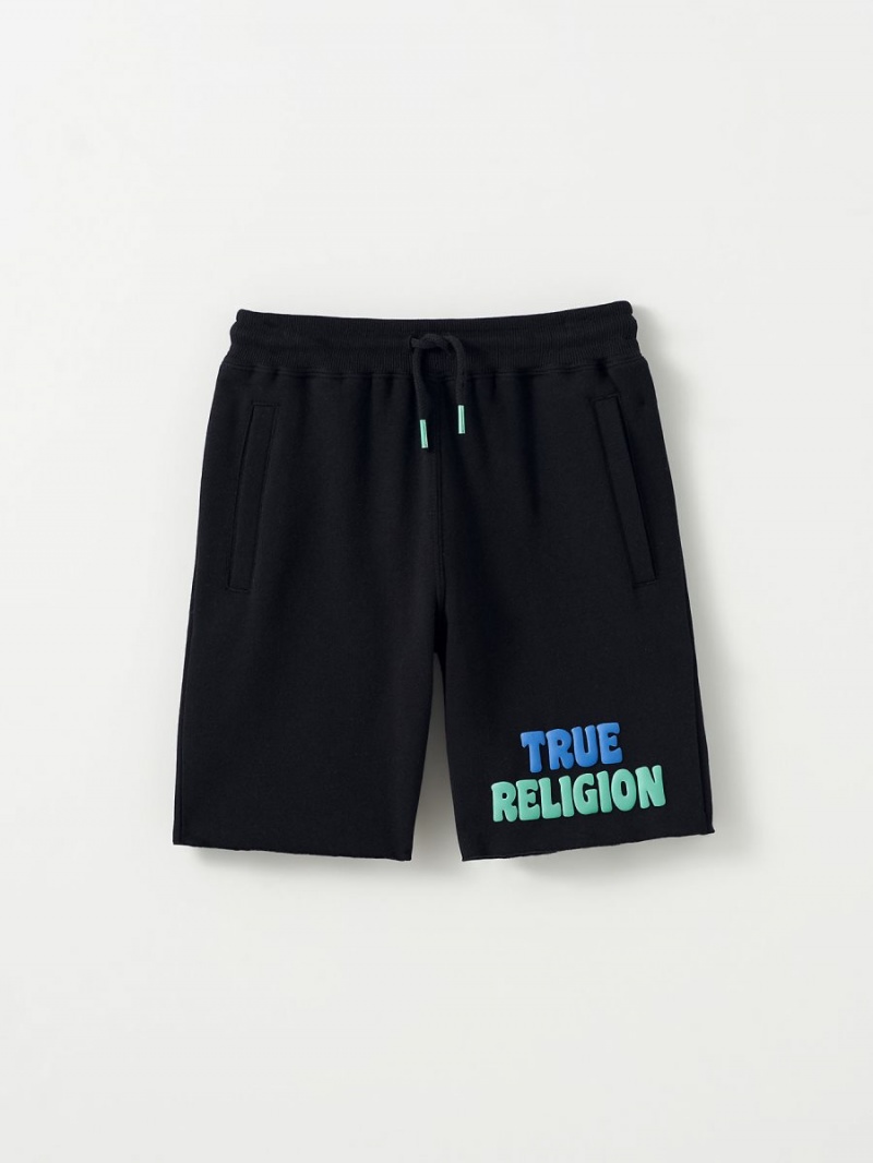 Black True Religion Boys Sweat Shorts | 1560-YJZQF