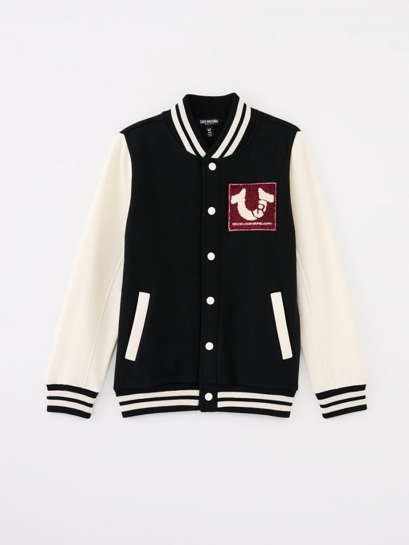 Black True Religion Boys Varsity Jacket | 5491-VHLZU