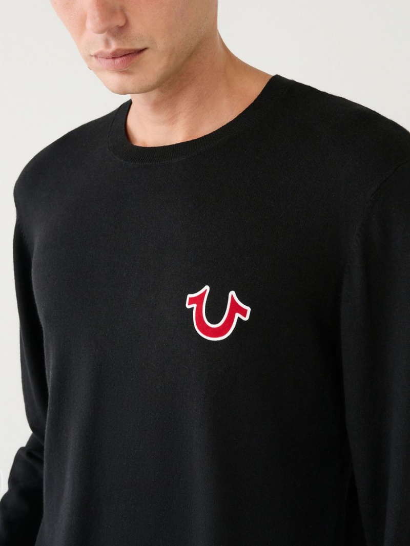 Black True Religion Buddha Logo Sweater | 8710-ZWETF