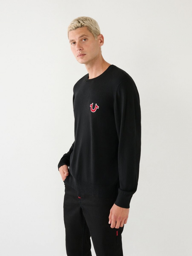 Black True Religion Buddha Logo Sweater | 8710-ZWETF