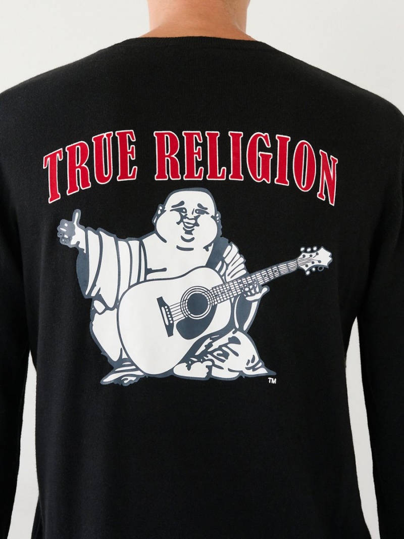 Black True Religion Buddha Logo Sweater | 8710-ZWETF