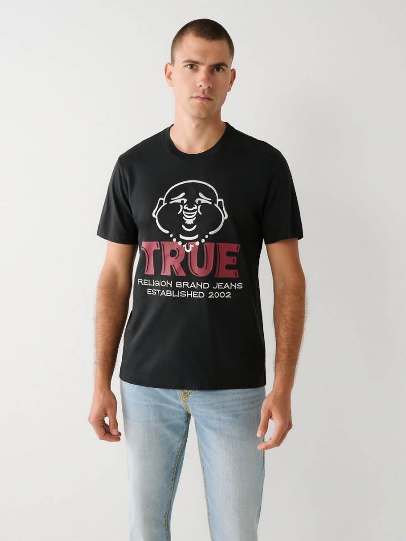 Black True Religion Buddha Logo T Shirts | 7498-UFYVP