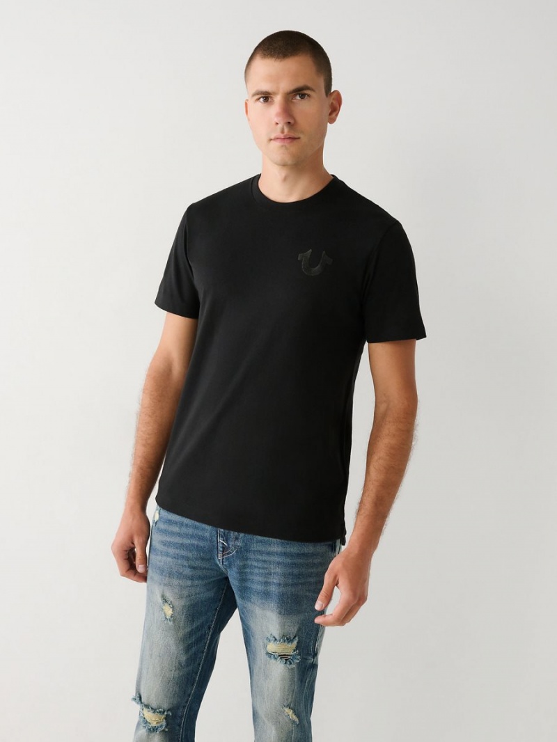 Black True Religion Buddha Logo T Shirts | 7492-SZWKL