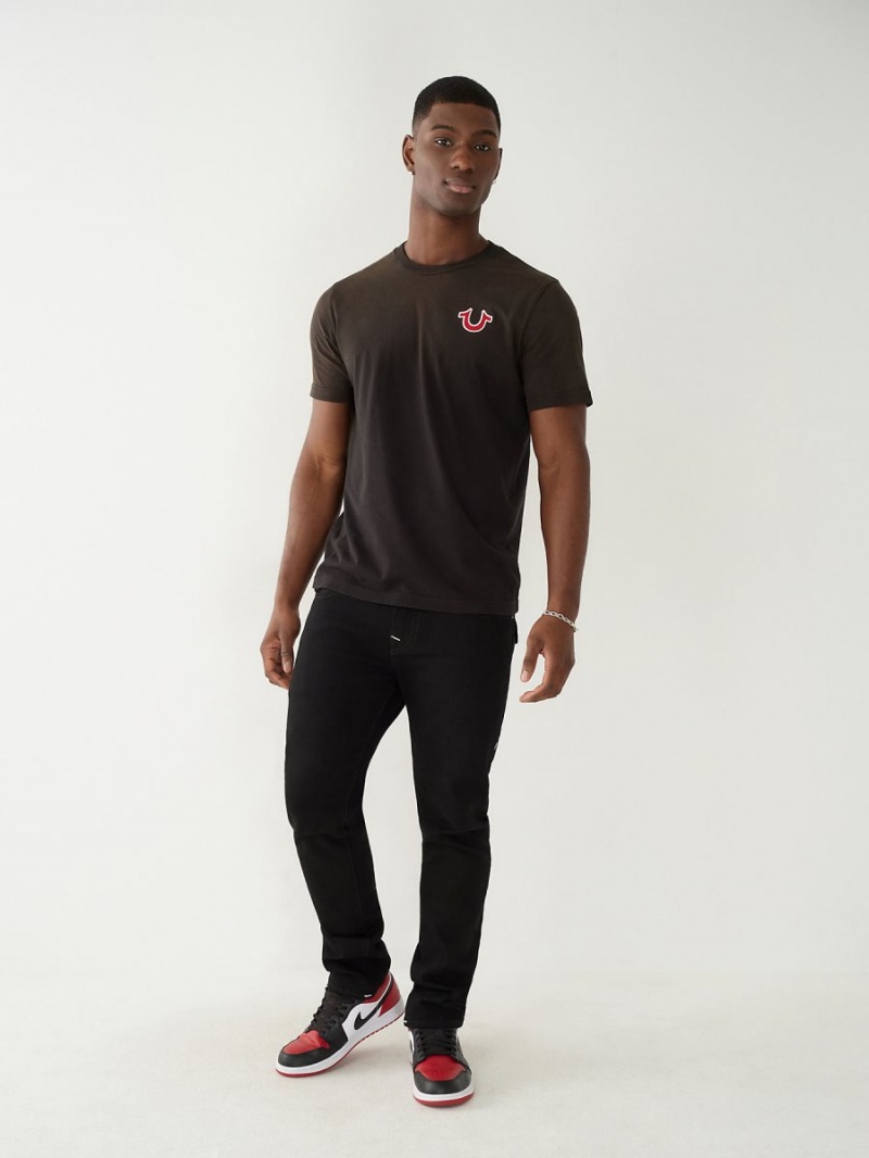 Black True Religion Buddha Logo T Shirts | 8520-KOVCS