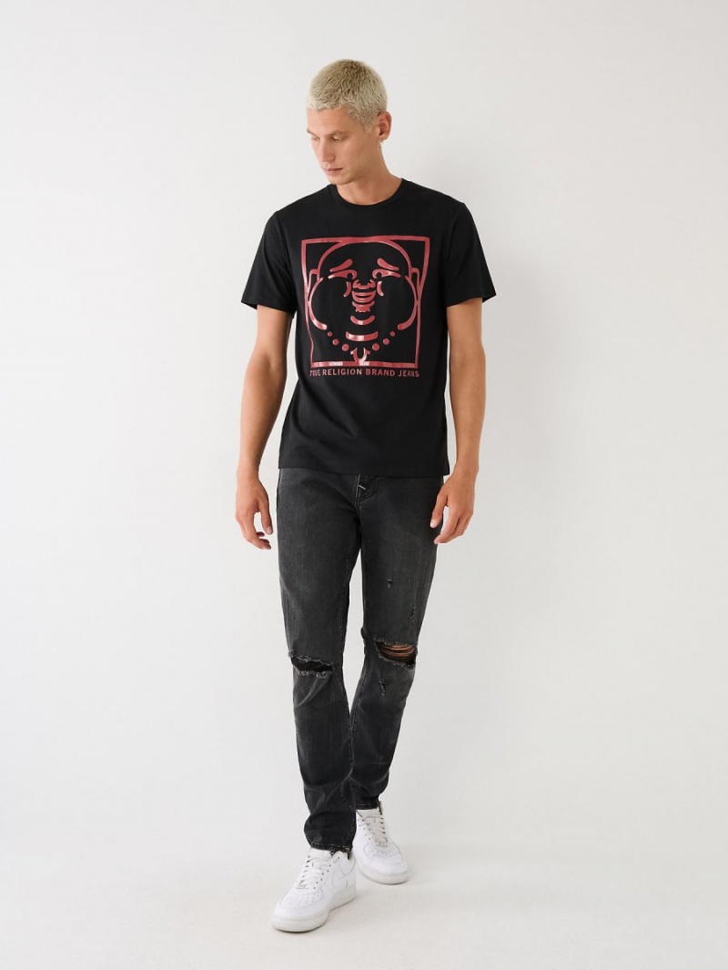 Black True Religion Buddha Logo T Shirts | 5721-XLKHM