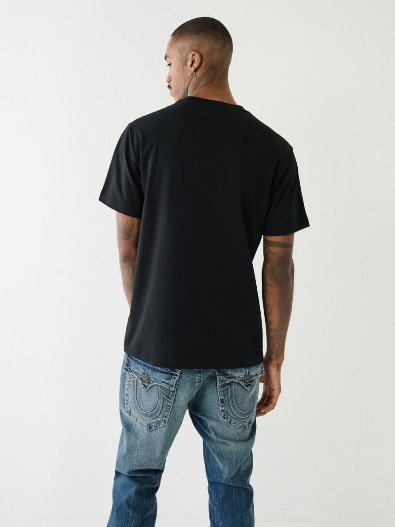 Black True Religion Buddha Logo T Shirts | 5978-HNTMC