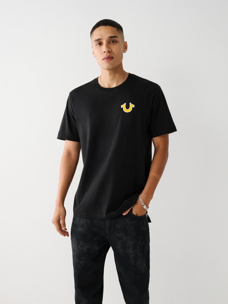 Black True Religion Buddha Logo T Shirts | 7128-PLGBH