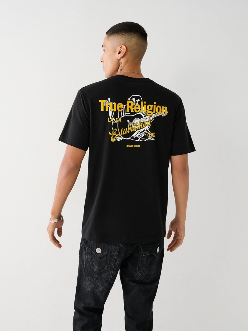 Black True Religion Buddha Logo T Shirts | 7128-PLGBH