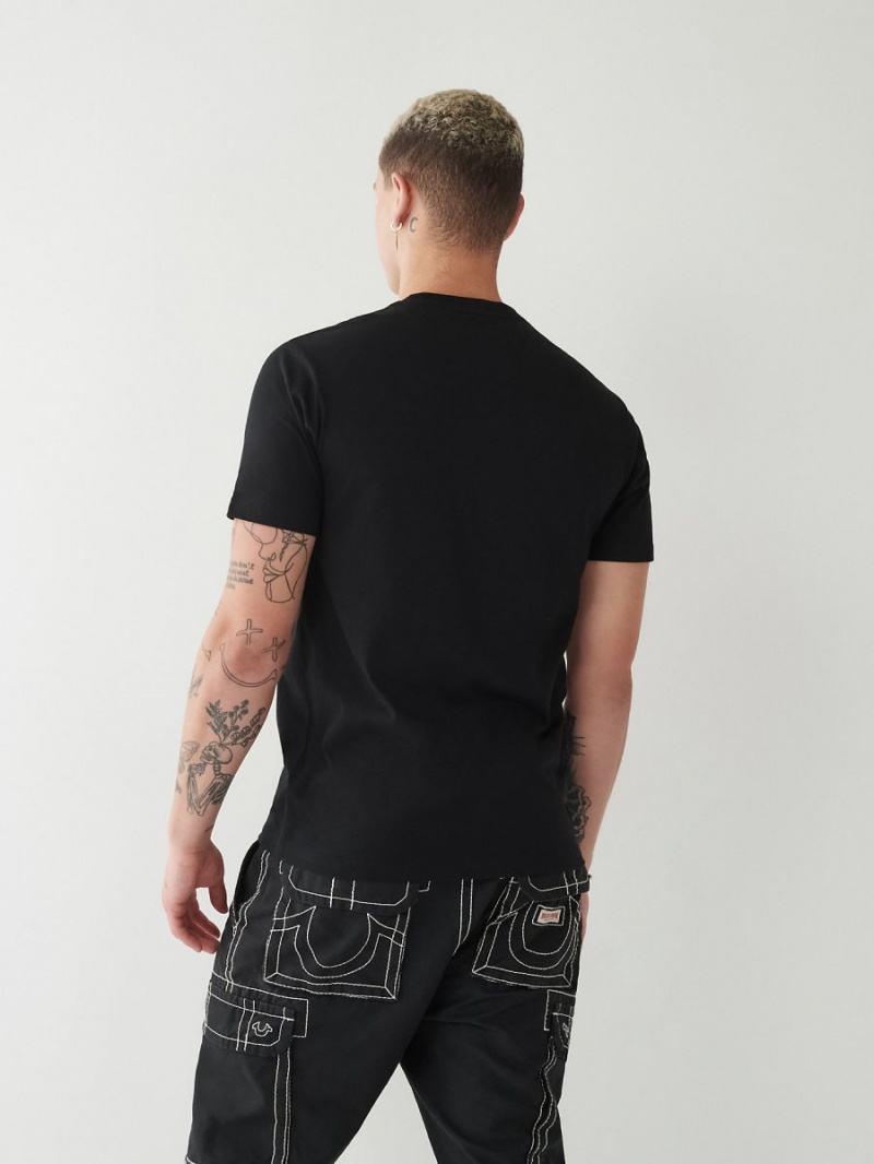 Black True Religion Buddha Logo T Shirts | 4582-KFXLT