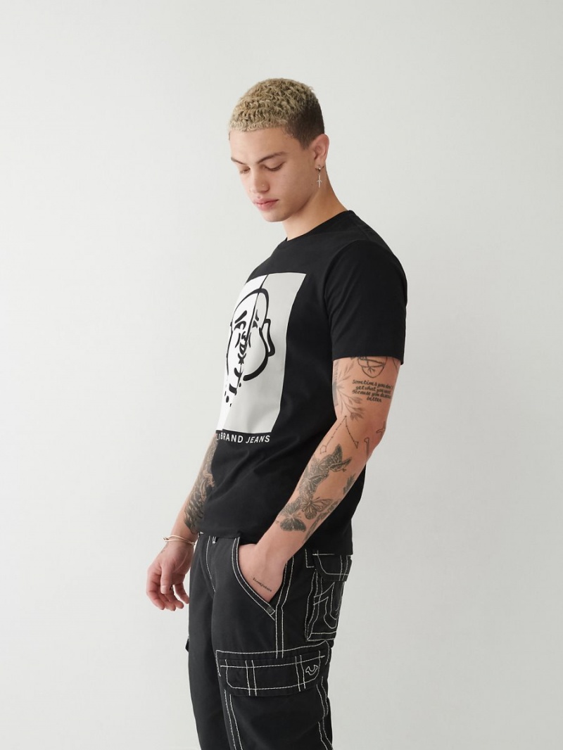 Black True Religion Buddha Logo T Shirts | 4582-KFXLT