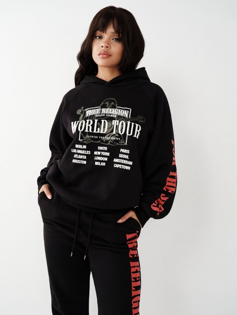 Black True Religion Buddha Relaxed Hoodie | 7053-BIJMR