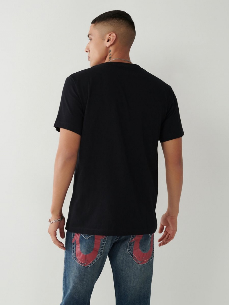 Black True Religion Buddha T Shirts | 1374-PRZFV