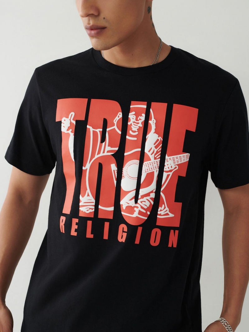 Black True Religion Buddha T Shirts | 1374-PRZFV