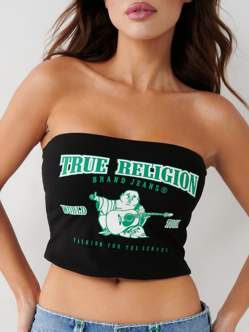 Black True Religion Buddha Tube Top | 5031-QOFBI