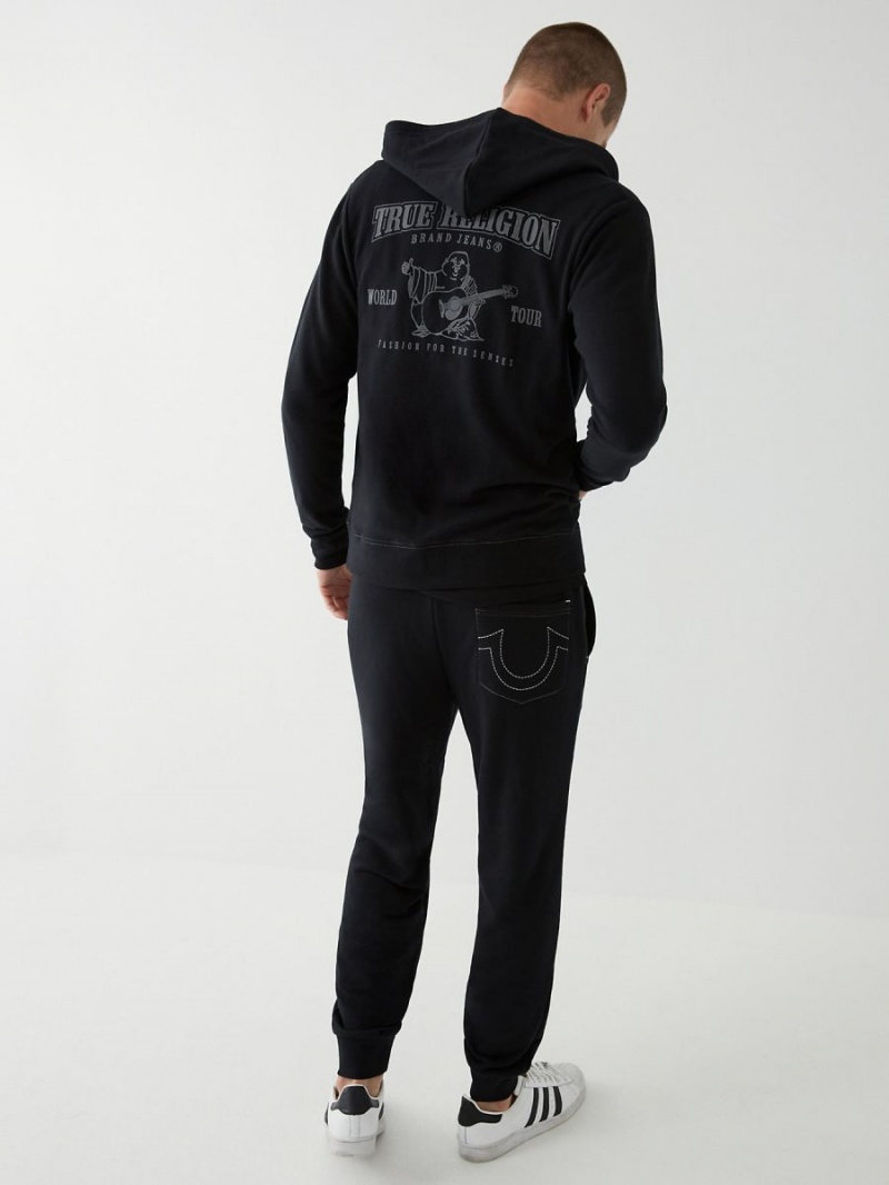 Black True Religion Buddha Zip Hoodie | 1380-QVRZA