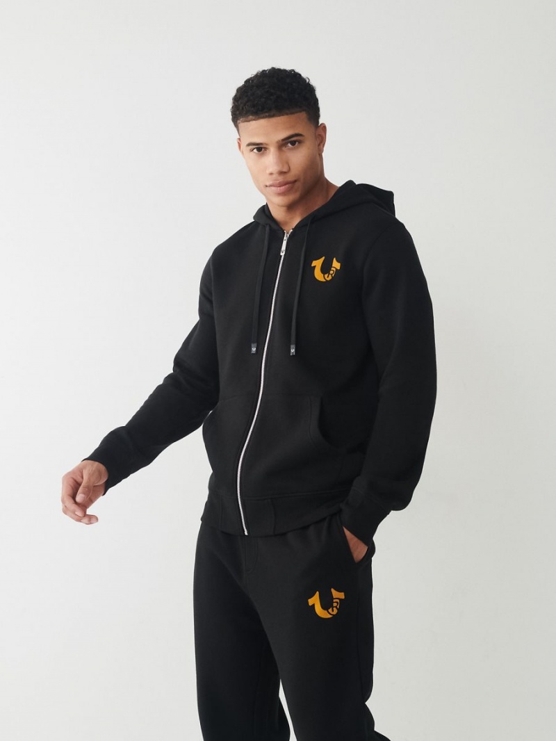 Black True Religion Buddha Zip Hoodie | 8143-CODBJ