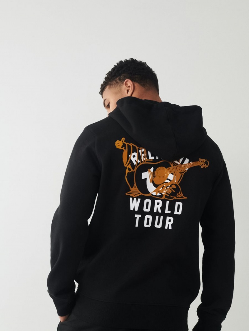 Black True Religion Buddha Zip Hoodie | 8143-CODBJ