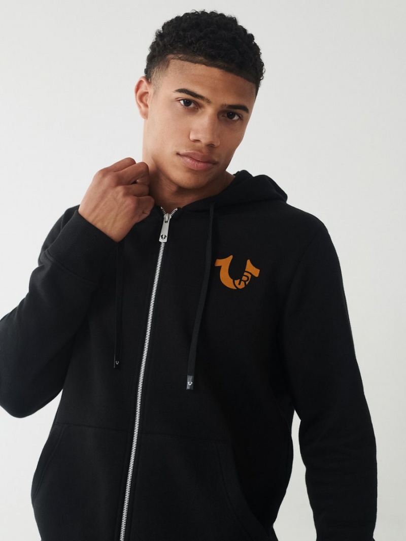 Black True Religion Buddha Zip Hoodie | 8143-CODBJ