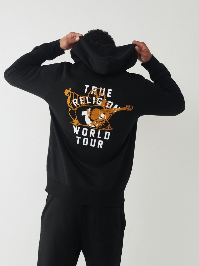 Black True Religion Buddha Zip Hoodie | 8143-CODBJ