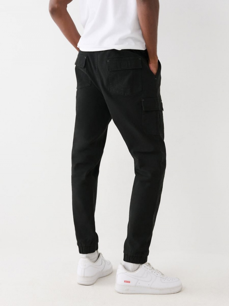 Black True Religion Cargo Jogger Pants | 0813-FPGNU