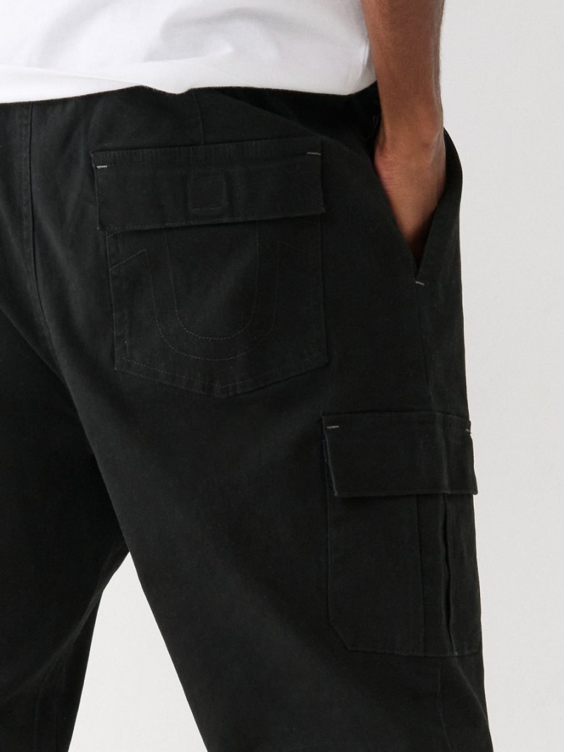 Black True Religion Cargo Jogger Pants | 0813-FPGNU