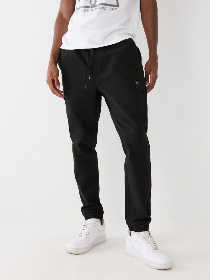 Black True Religion Cargo Jogger Pants | 6437-ICKVA