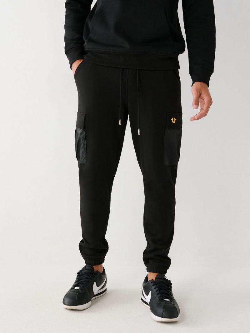 Black True Religion Cargo Revolt Jogger | 6895-OZAPF