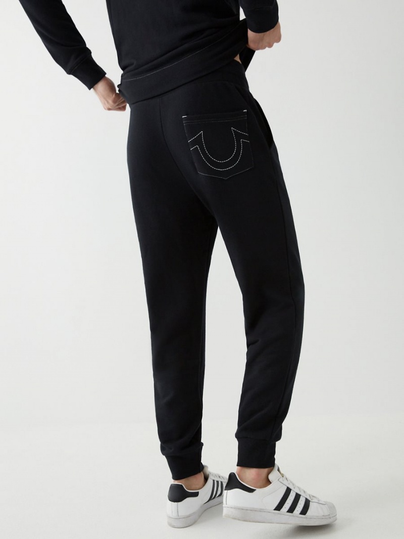 Black True Religion Classic Logo Jogger | 1942-TRWJU