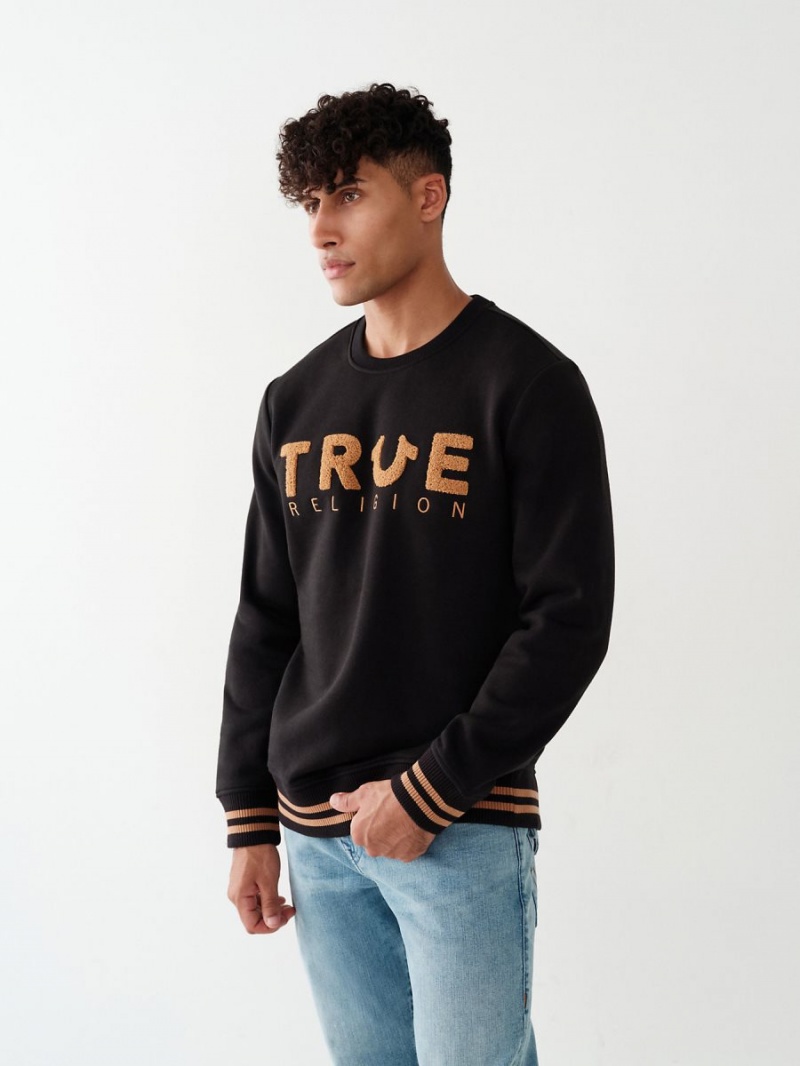 Black True Religion Crewneck Sweatshirt | 7120-ECZPK