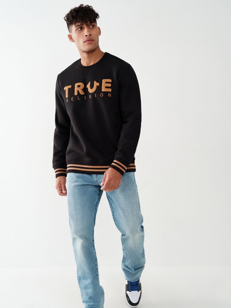 Black True Religion Crewneck Sweatshirt | 7120-ECZPK