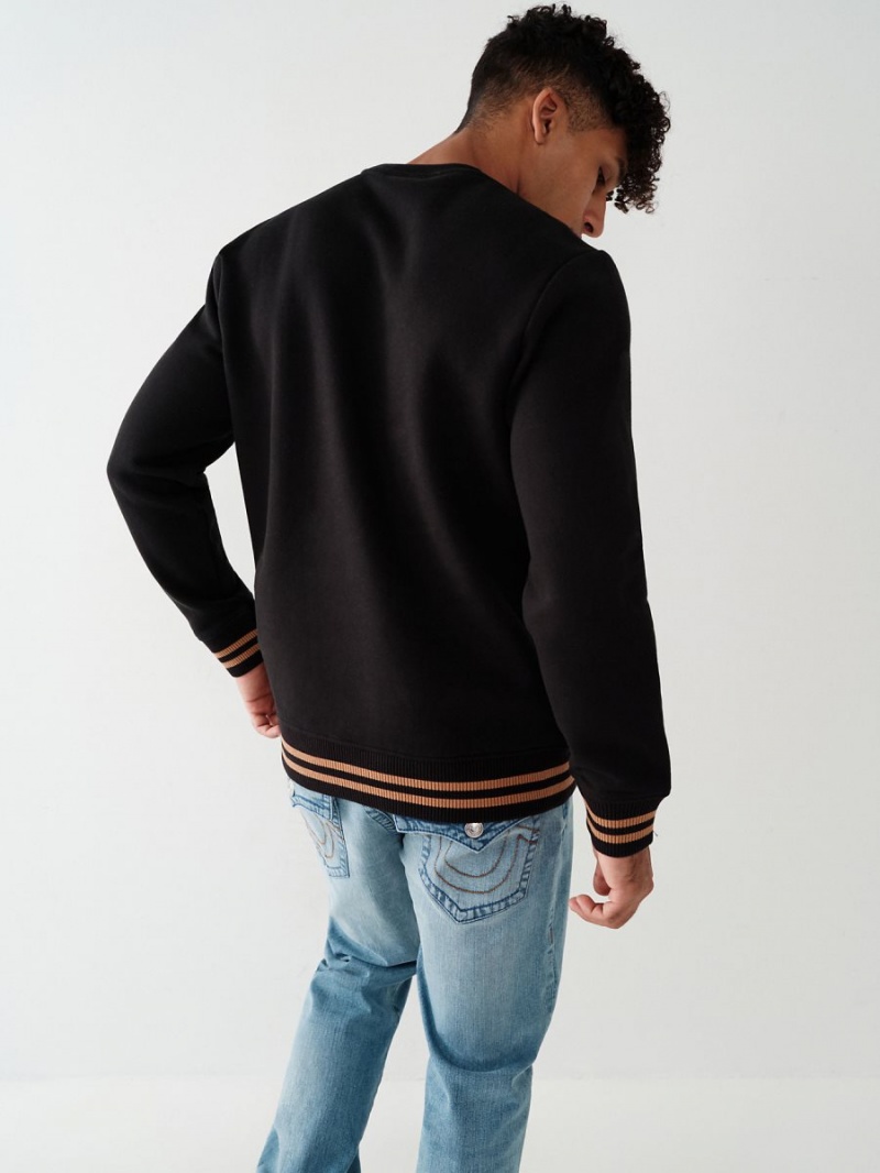 Black True Religion Crewneck Sweatshirt | 7120-ECZPK