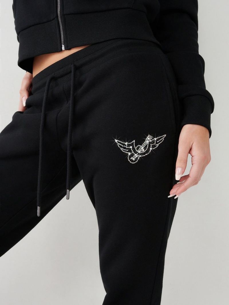 Black True Religion Crystal Logo Jogger | 2185-ZAKLF