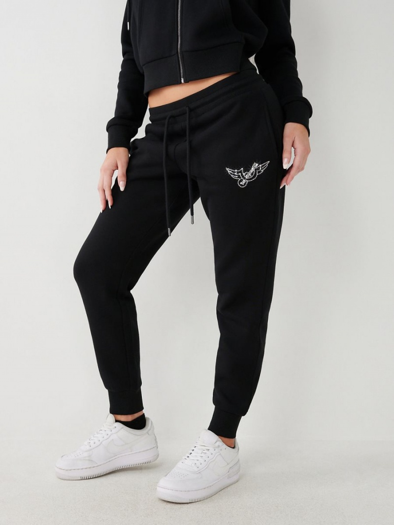 Black True Religion Crystal Logo Jogger | 2185-ZAKLF