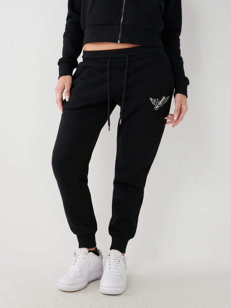 Black True Religion Crystal Logo Jogger | 2185-ZAKLF