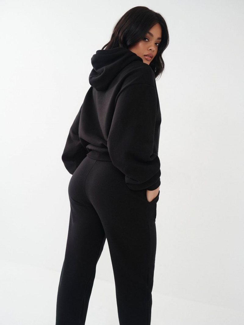 Black True Religion Crystal Relaxed Hoodie | 5013-WFVJL