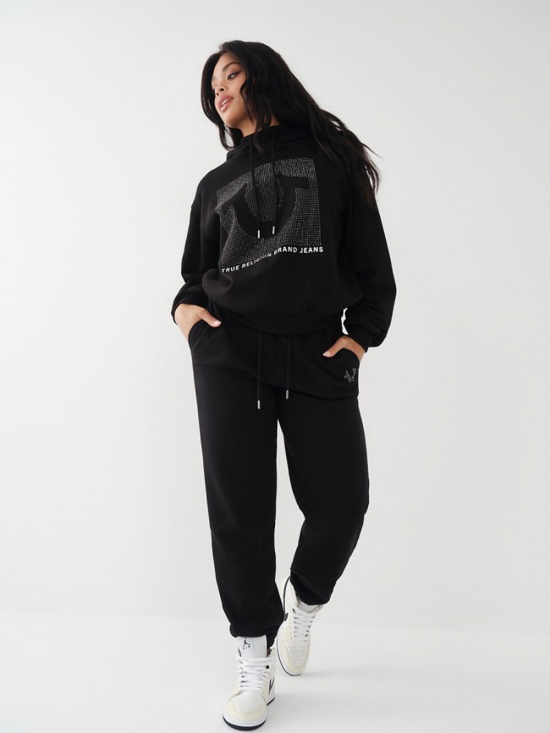 Black True Religion Crystal Relaxed Jogger | 6314-SRGKL