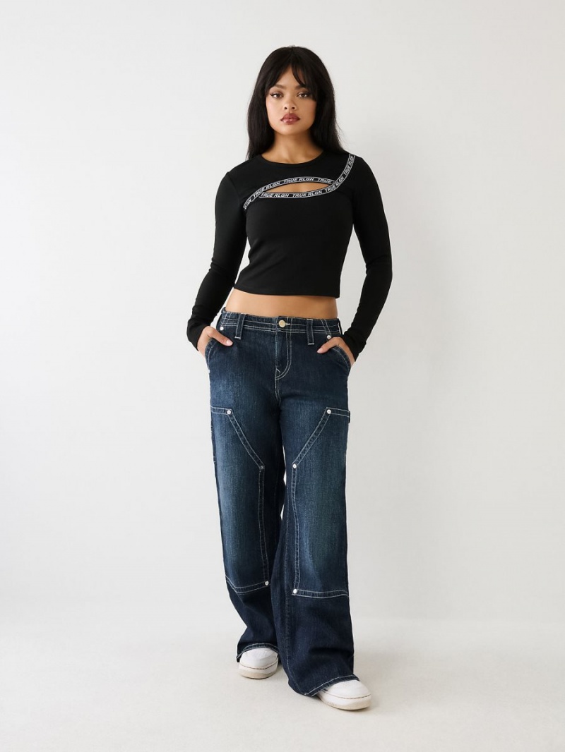 Black True Religion Cut Out Logo Top | 5293-ATFZR