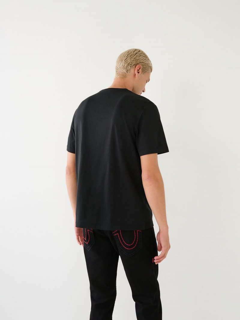 Black True Religion Destination Sf Graphic Relaxed T Shirts | 4502-JNOSR