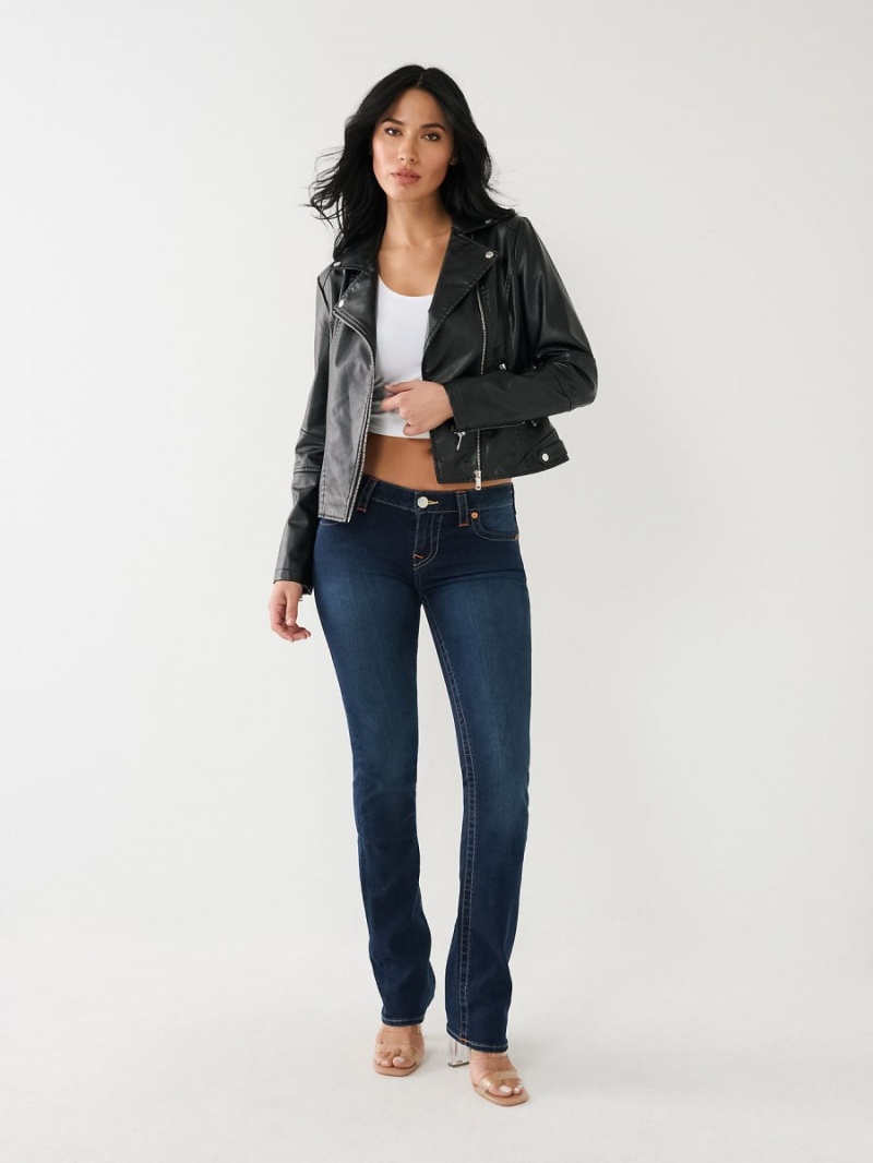 Black True Religion Faux Leather Moto Jacket | 3680-LVTJF