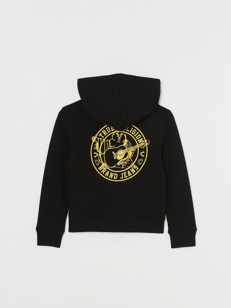 Black True Religion Girls Logo Zip Hoodie | 8461-EMKIC