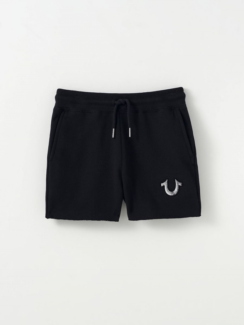 Black True Religion Girls Sweat Shorts | 7031-RNWAM