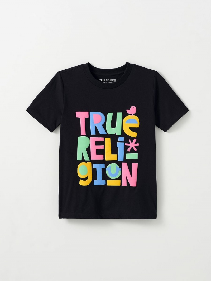 Black True Religion Girls T Shirts | 1045-JDEMV