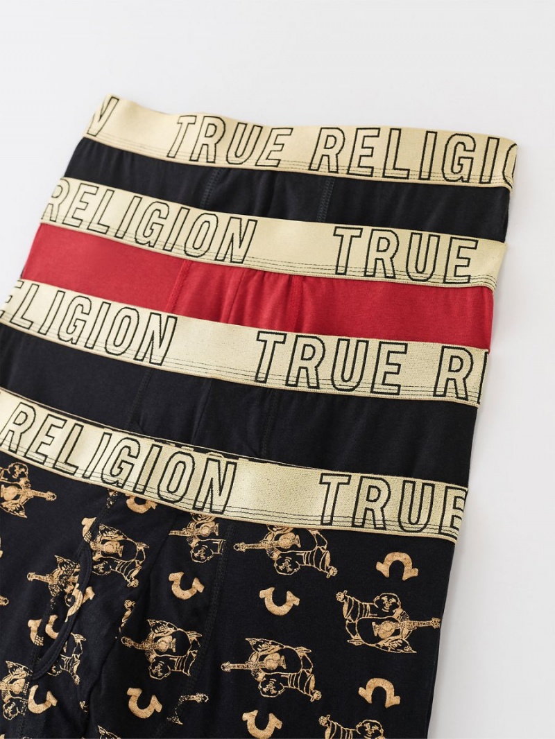 Black True Religion Gold Buddha Brief - 4 Pack | 1246-DOZFW