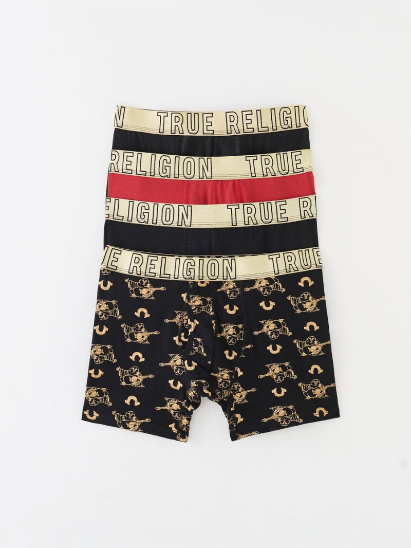 Black True Religion Gold Buddha Brief - 4 Pack | 1246-DOZFW