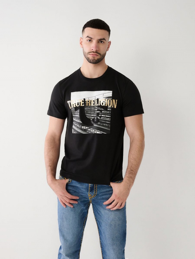 Black True Religion Graphic T Shirts | 4361-EAPON