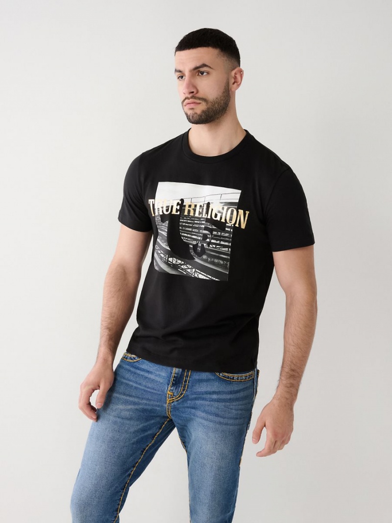 Black True Religion Graphic T Shirts | 4361-EAPON