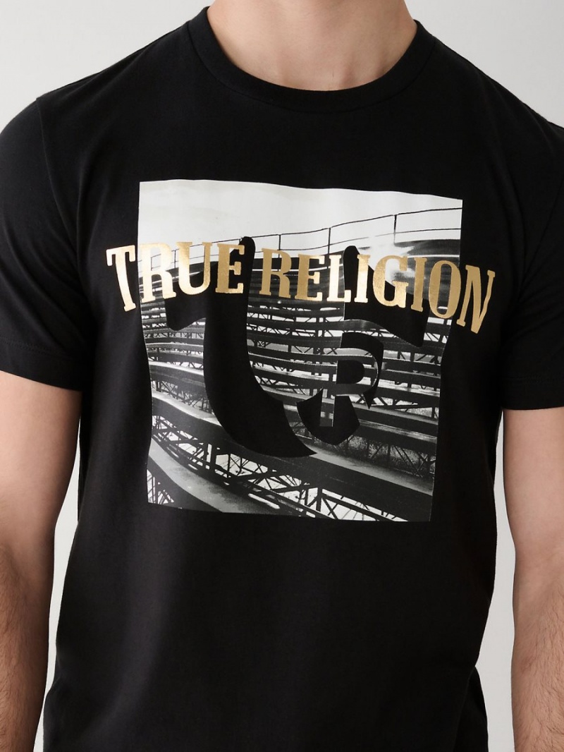 Black True Religion Graphic T Shirts | 4361-EAPON