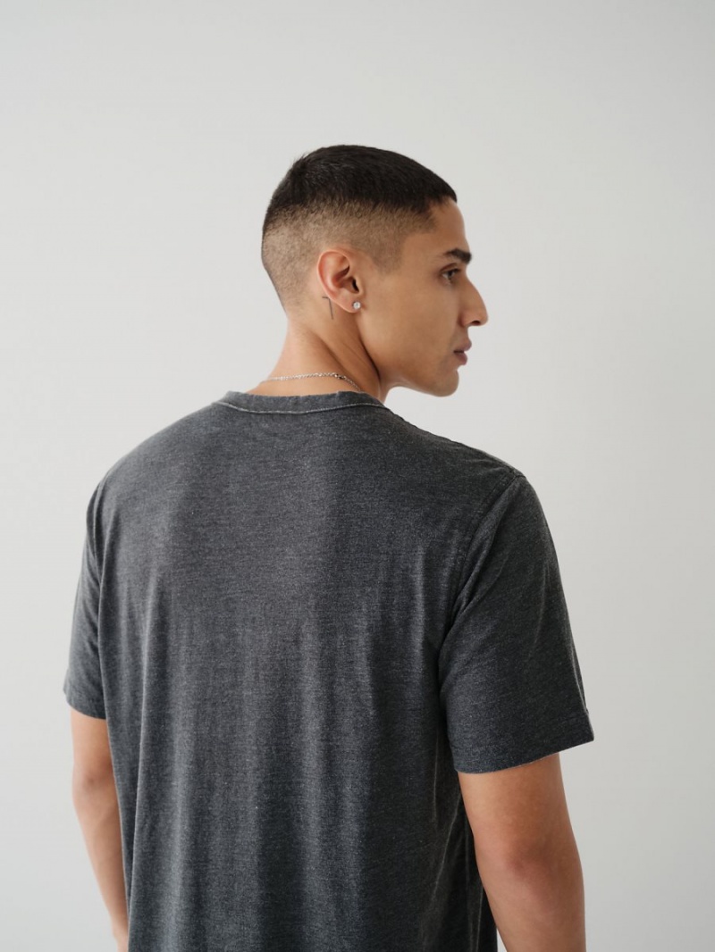 Black True Religion Henley T Shirts | 2503-AUVTY